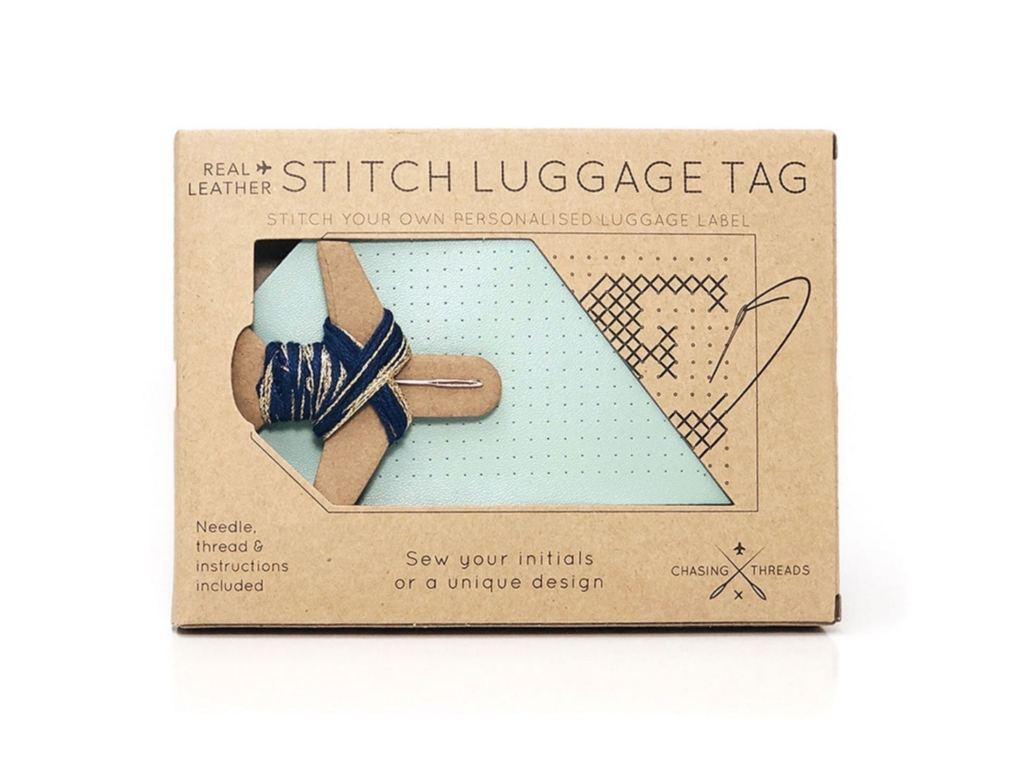 DIY Cross Stitch Luggage Tag Kit (Mint) from Chasing Threads