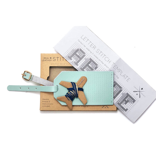 DIY cross stitch leather luggage tag kit supplies