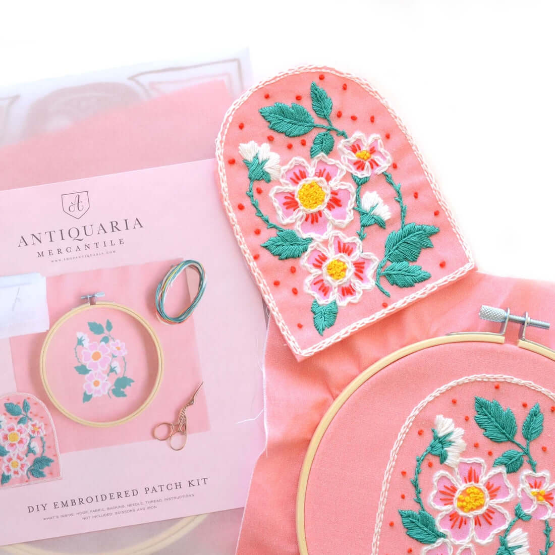 How to make a hand embroidered patch with flowers DIY kit