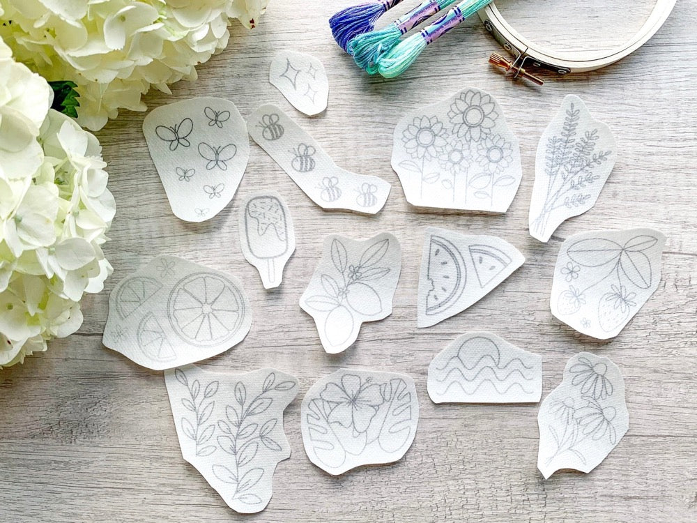 Summer stick and stitch embroidery patterns