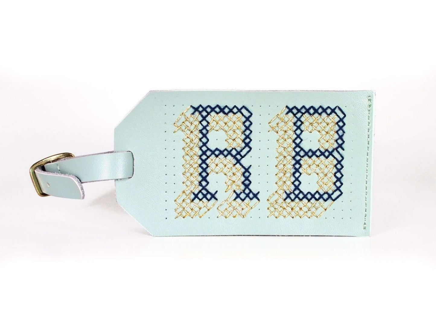 DIY Cross Stitch Luggage Tag Kit (Mint) from Chasing Threads
