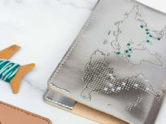 Stitch Where You've Been Passport Cover DIY Kit in silver from Chasing Threads