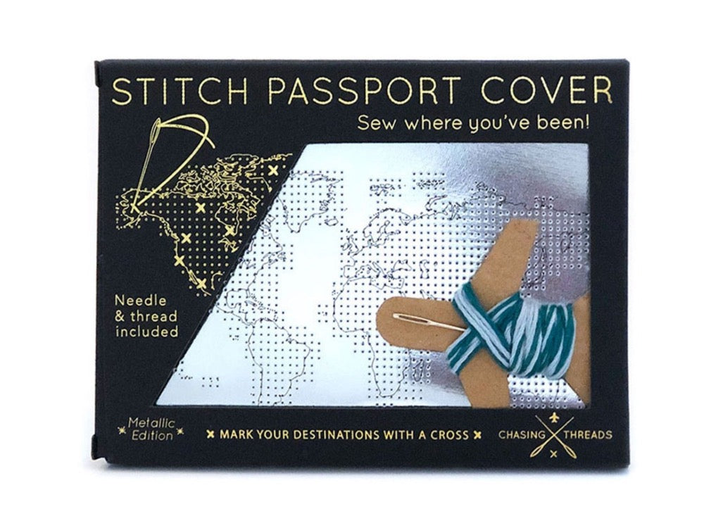 Stitch Where You've Been Passport Cover Kit in silver from Chasing Threads
