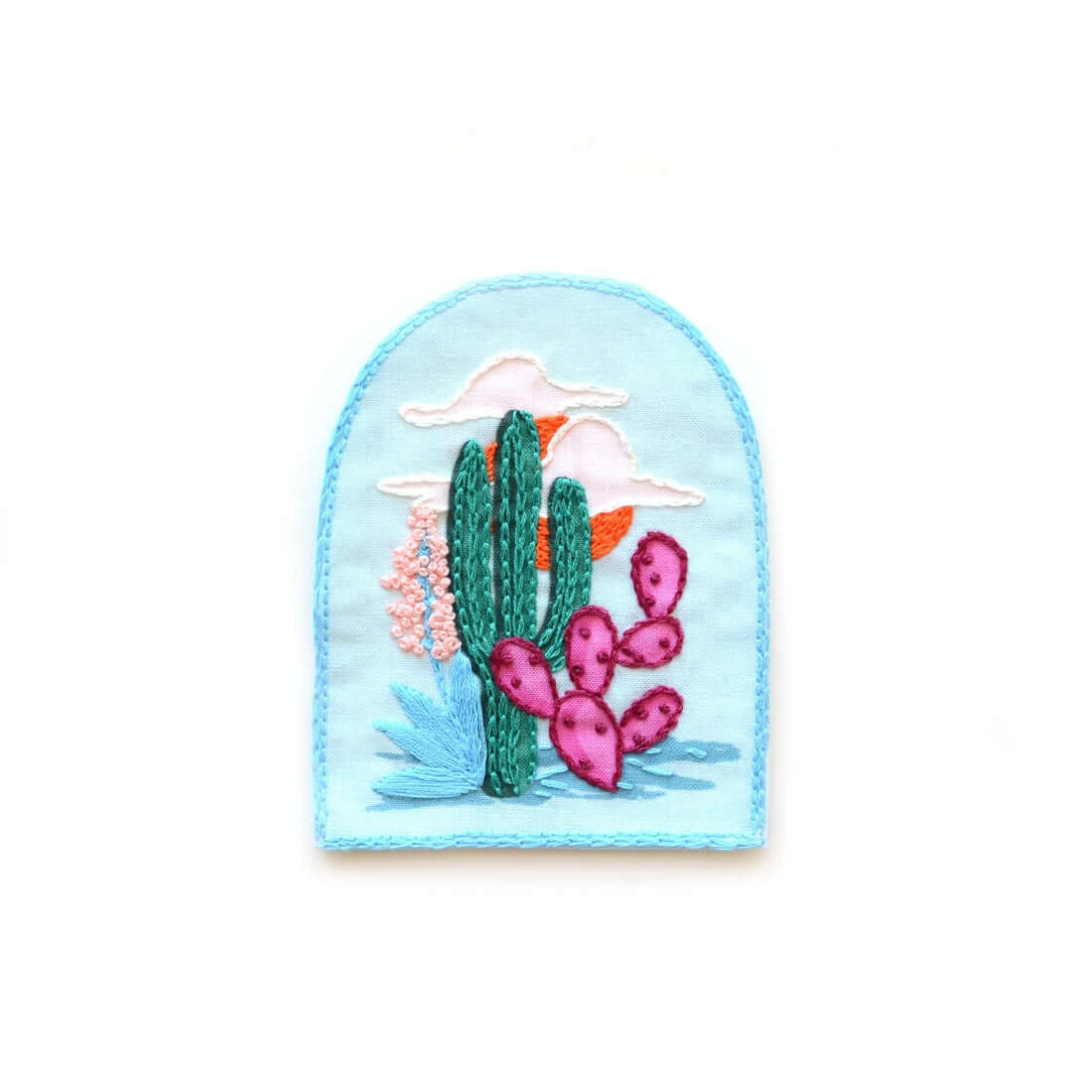 How to hand embroider a cactus patch DIY kit